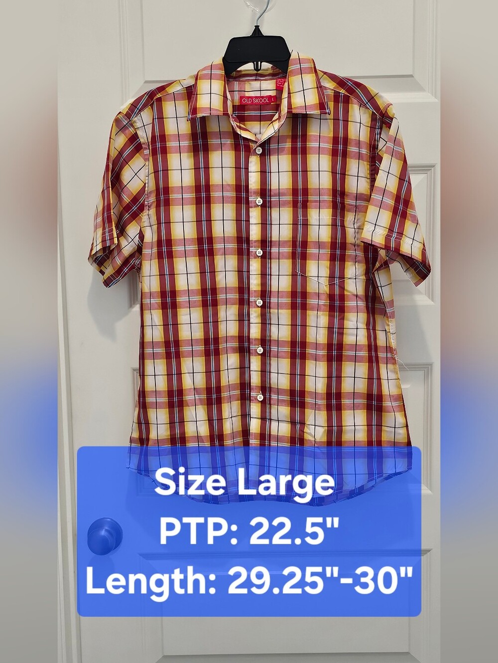 Old Skool Men’s Plaid Button Up Shirt Size Large EUC Short Sleeve Streetwear